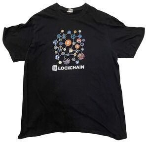 Blockchain Bitcoin Crypto T-Shirt Graphic Tee‎ Cryptocurrency Black Size Small